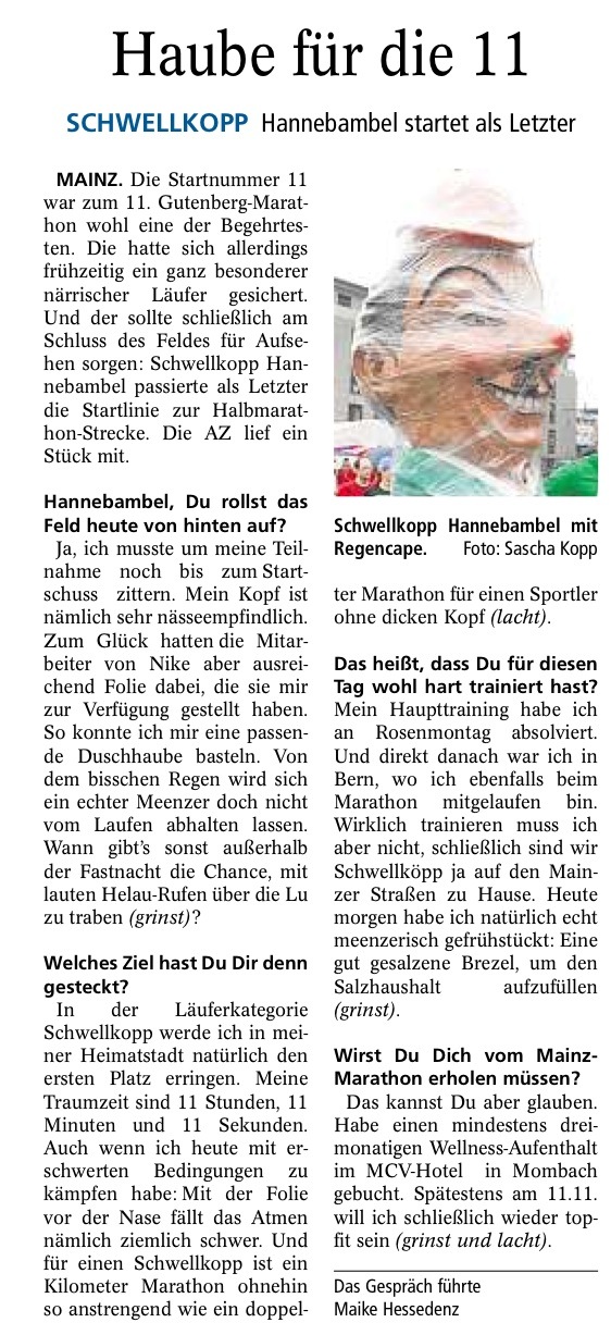 Hannebambel im Gespräch mit der Allgemeinen Zeitung